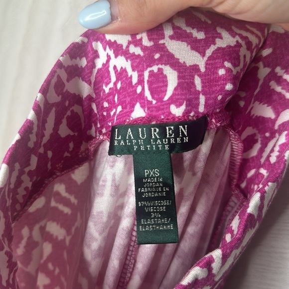 🆕 RALPH LAUREN Pants Womens Pink White Geometric Wide Leg Knit Jersey Palazzo - Picture 5 of 5